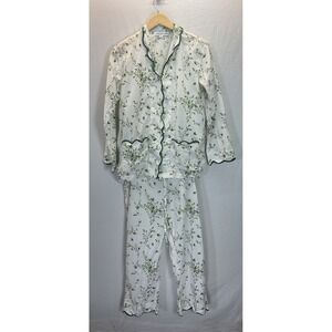 Heidi Carey Live Oak Acorns Pajama Set S Button Front Top & Drawstring Pants Ctn